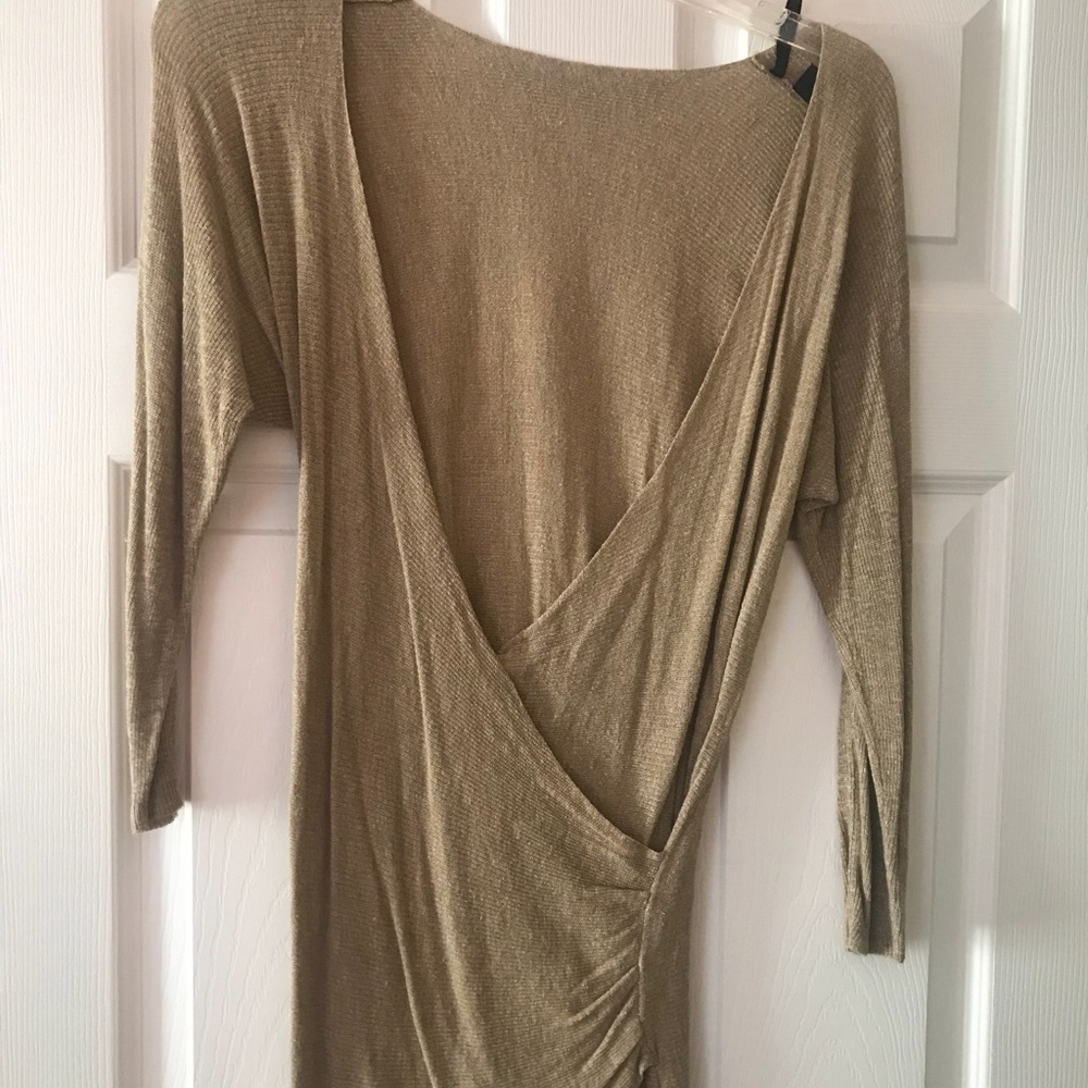3/4 sleeve wrap sweater
